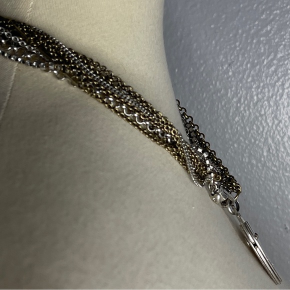 Fossil Luv Story Multi Strand Mixed Metal Crystal Locket Heart Necklace Eclectic - Picture 6 of 8